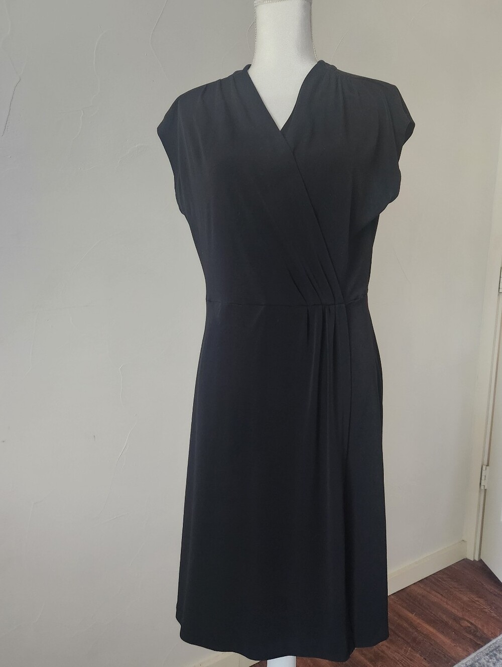 212 Collection Black Wrap-Style Midi Dress